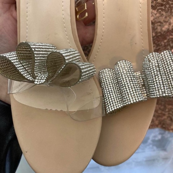 Clear heeled sandals with silver bow detail #glamour size 41 10-10.5 - Picture 2 of 7